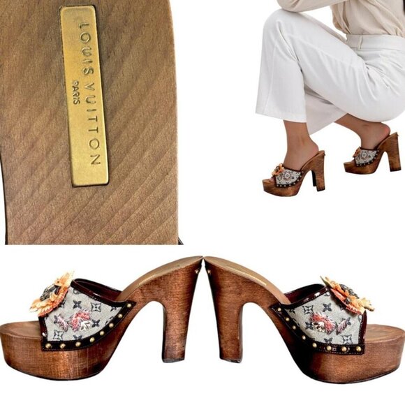 AUTHENTIC VTG. Y2K LOUIS VUITTON HEELS PLATFORM SANDALS US 6/36 EUC - Picture 6 of 8